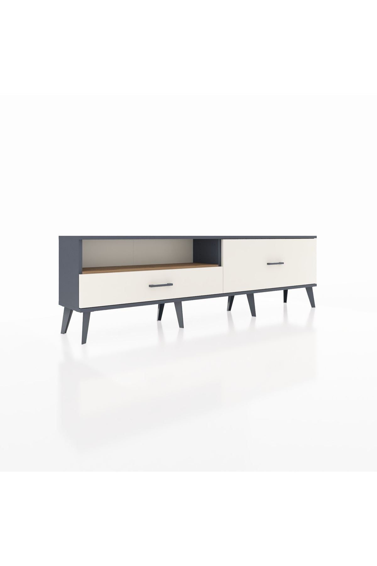 Arges TV Ünitesi Tek Raflı 2 Çekmeceli  176x30x51 Antrasit-Çam/Aytaşı