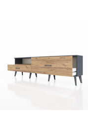 Arges TV Ünitesi Tek Raflı 2 Çekmeceli  176x30x51 Antrasit-Çam/Çam