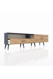 Arges TV Ünitesi Tek Raflı 2 Çekmeceli  176x30x51 Antrasit-Çam/Çam