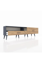 Arges TV Ünitesi Tek Raflı 2 Çekmeceli  176x30x51 Antrasit-Antrasit/Çam