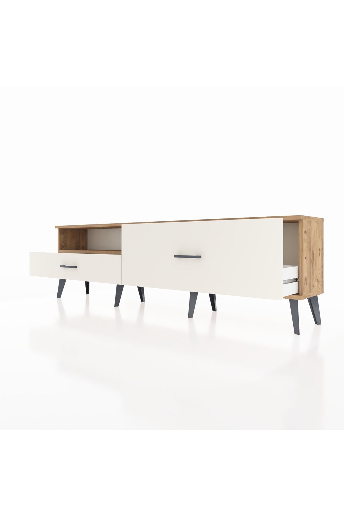 Arges TV Ünitesi Tek Raflı 2 Çekmeceli  176x30x51 Çam-Çam/Aytaşı