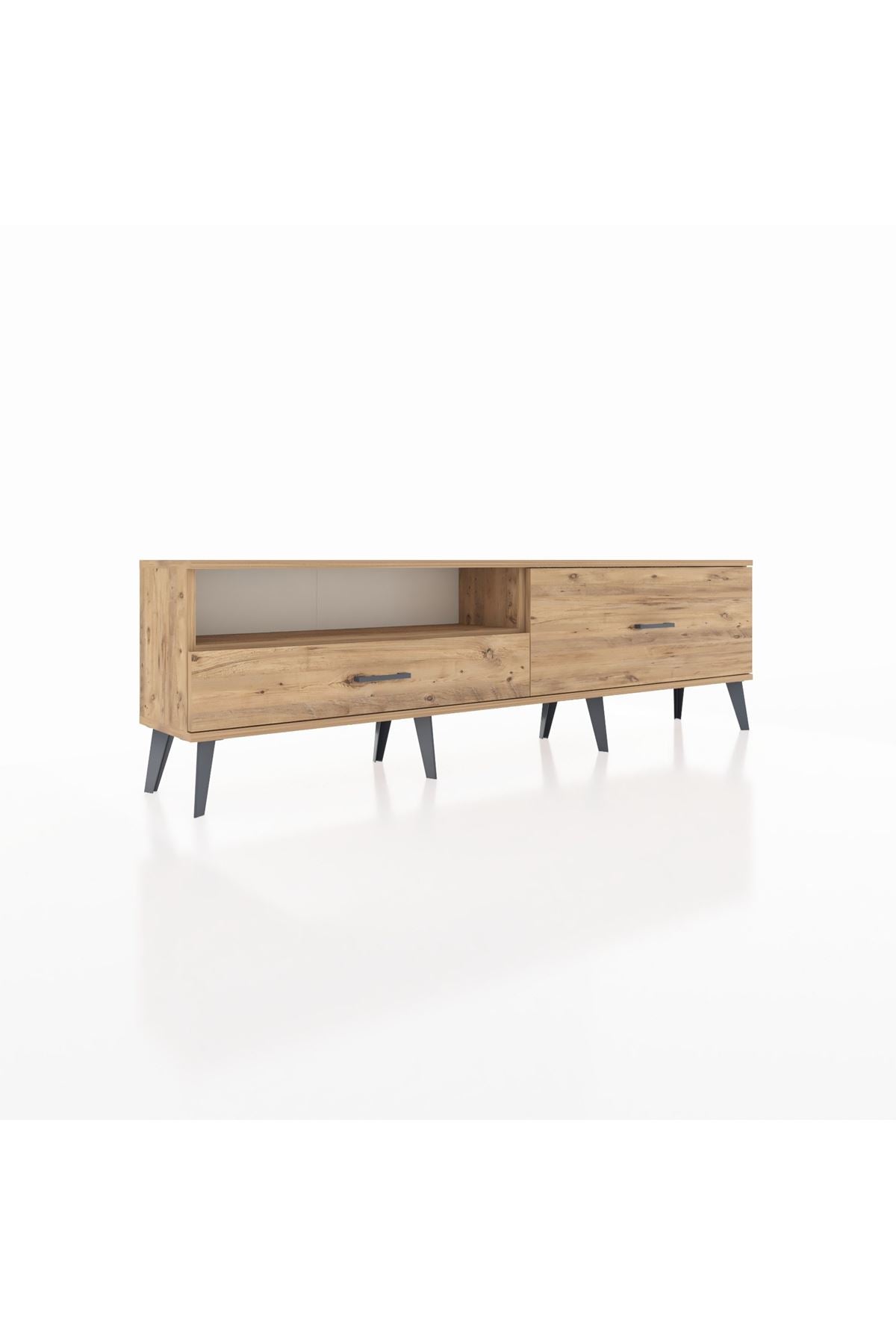 Arges TV Ünitesi Tek Raflı 2 Çekmeceli  176x30x51 Çam-Çam/Çam