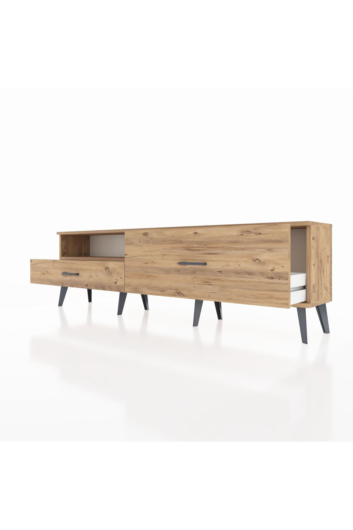 Arges TV Ünitesi Tek Raflı 2 Çekmeceli  176x30x51 Çam-Çam/Çam