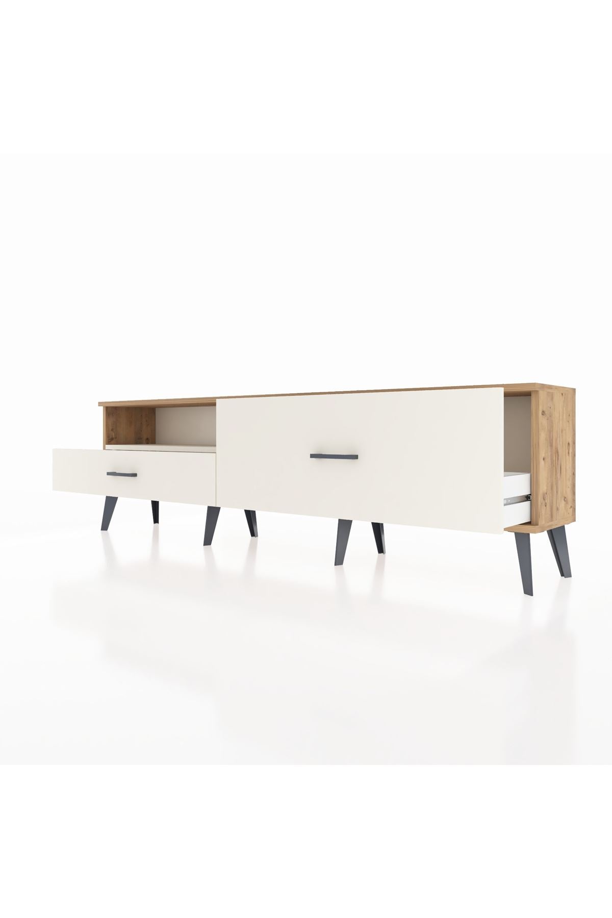 Arges TV Ünitesi Tek Raflı 2 Çekmeceli  176x30x51 Çam-Aytaşı/Aytaşı