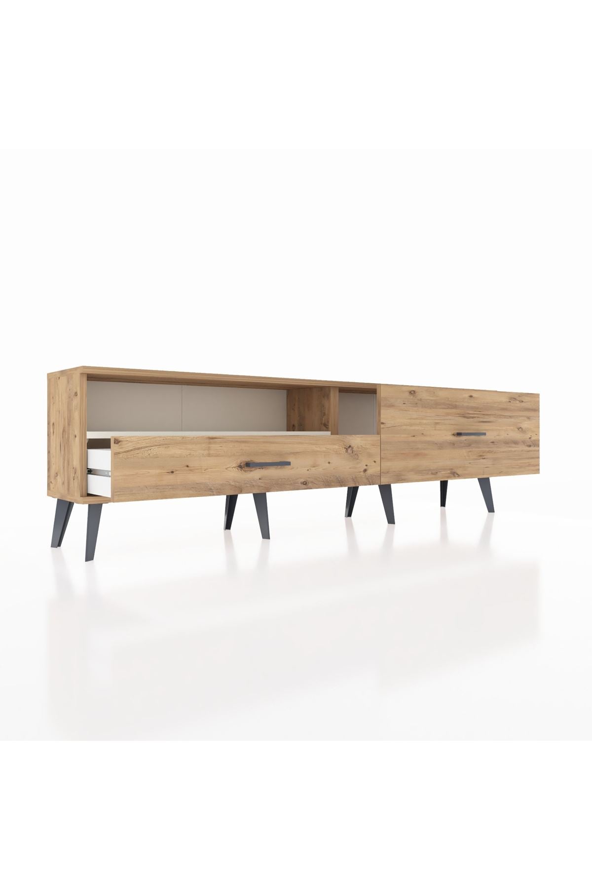 Arges TV Ünitesi Tek Raflı 2 Çekmeceli  176x30x51 Çam-Aytaşı/Çam