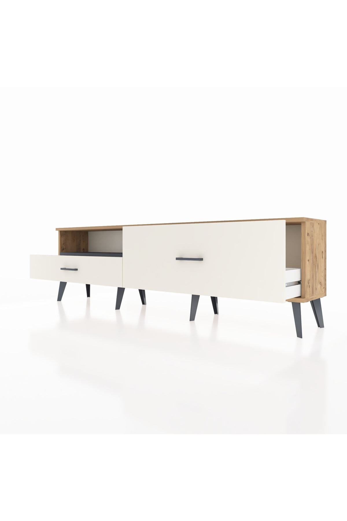 Arges TV Ünitesi Tek Raflı 2 Çekmeceli  176x30x51 Çam-Antrasit/Aytaşı