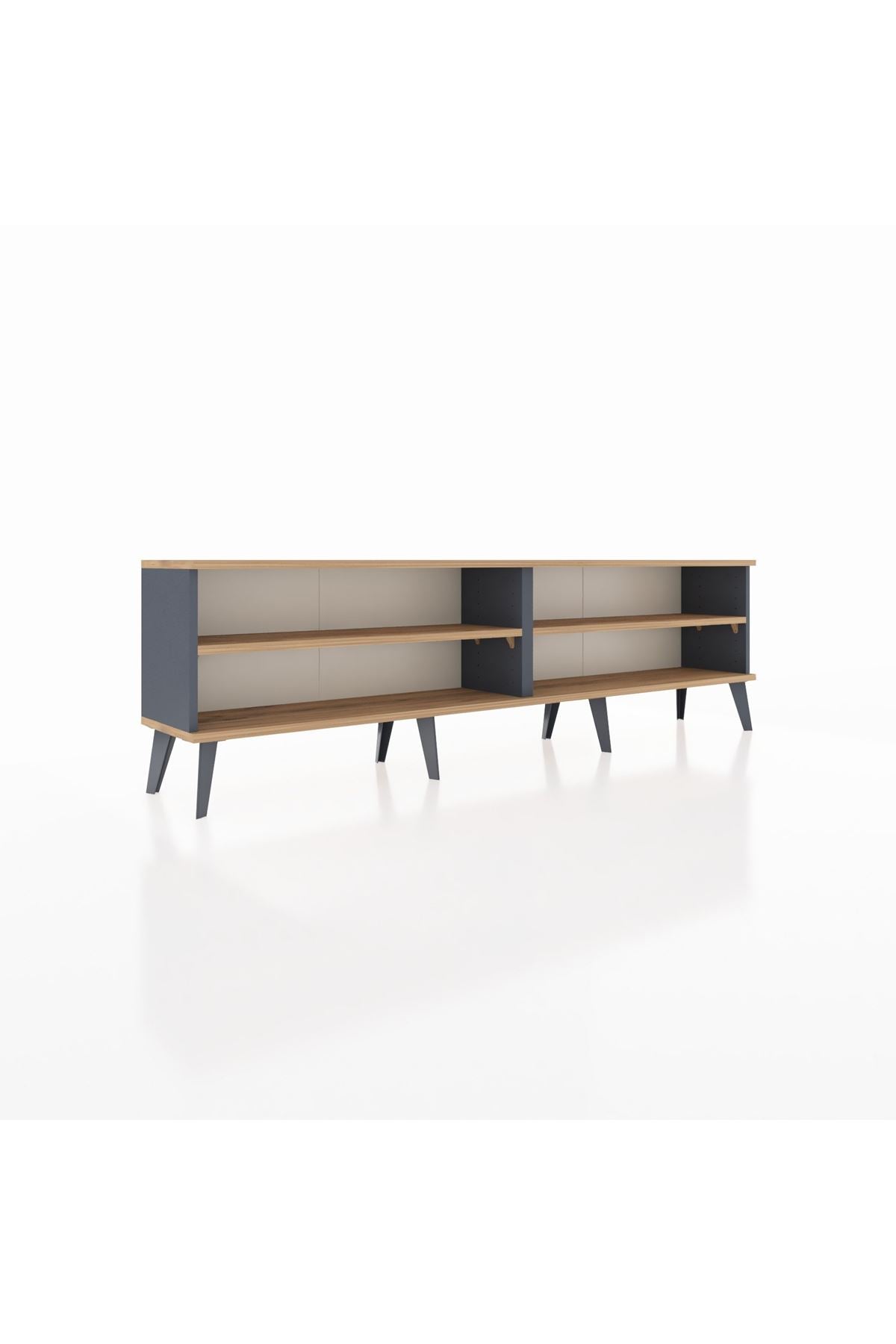 Arges TV Ünitesi 2 Raflı  176x30x51 Antrasit-Çam/Çam