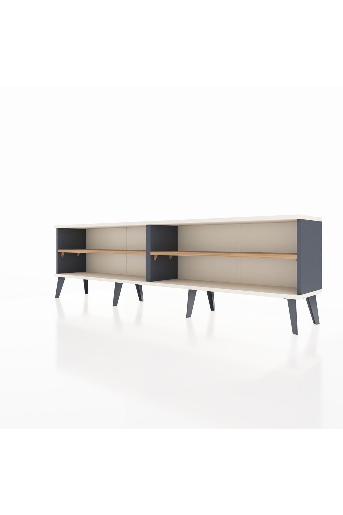 Arges TV Ünitesi 2 Raflı  176x30x51 Antrasit-Aytaşı/Çam