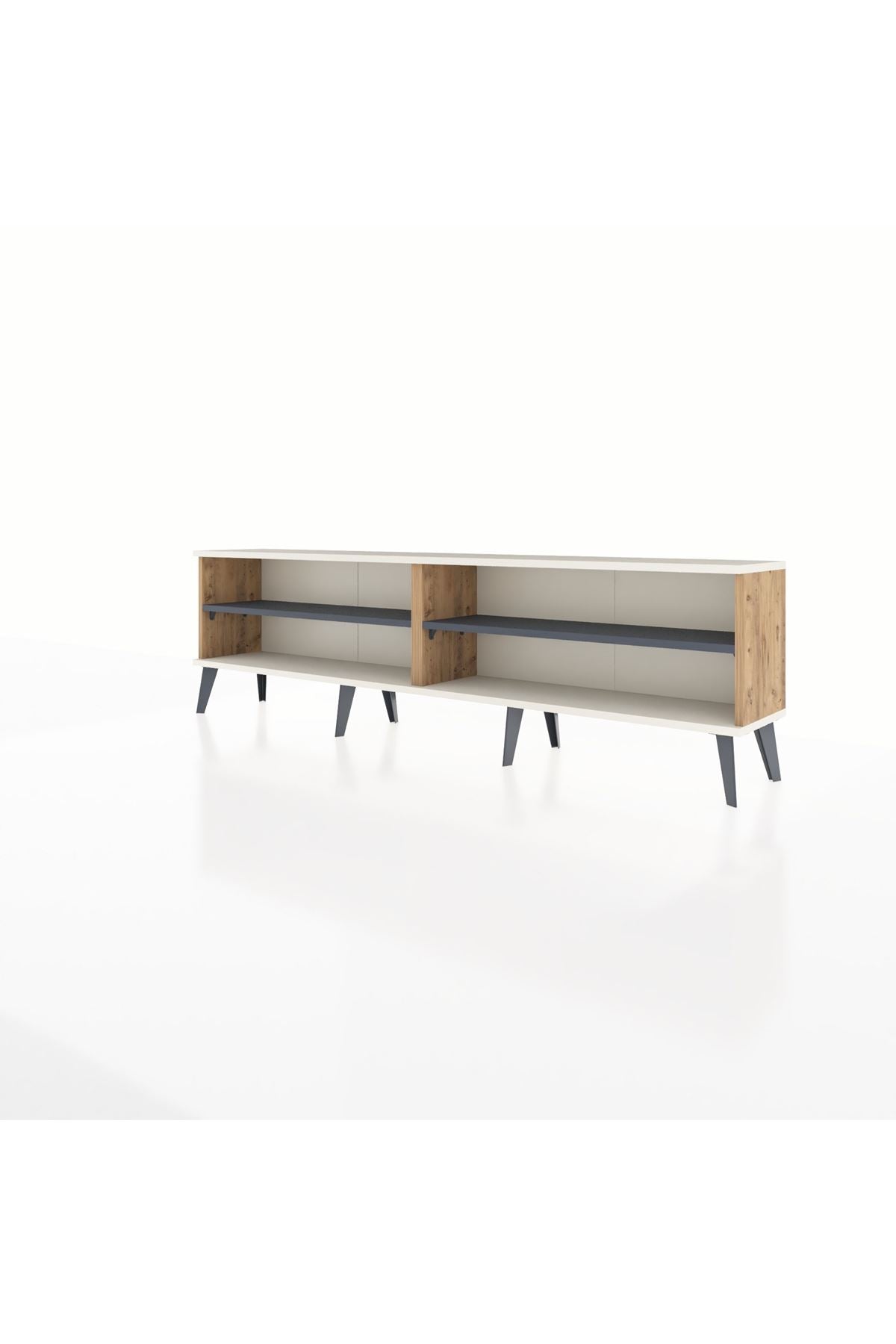 Arges TV Ünitesi 2 Raflı  176x30x51 Çam-Aytaşı/Antrasit