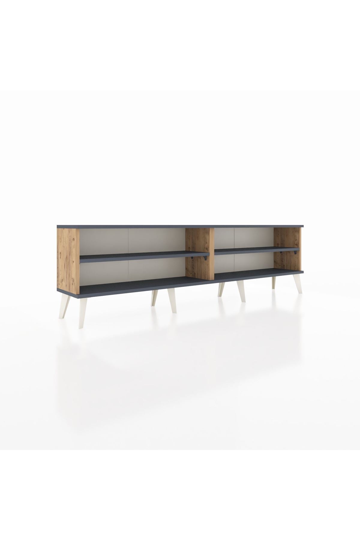 Arges TV Ünitesi 2 Raflı  176x30x51 Çam-Antrasit/Antrasit