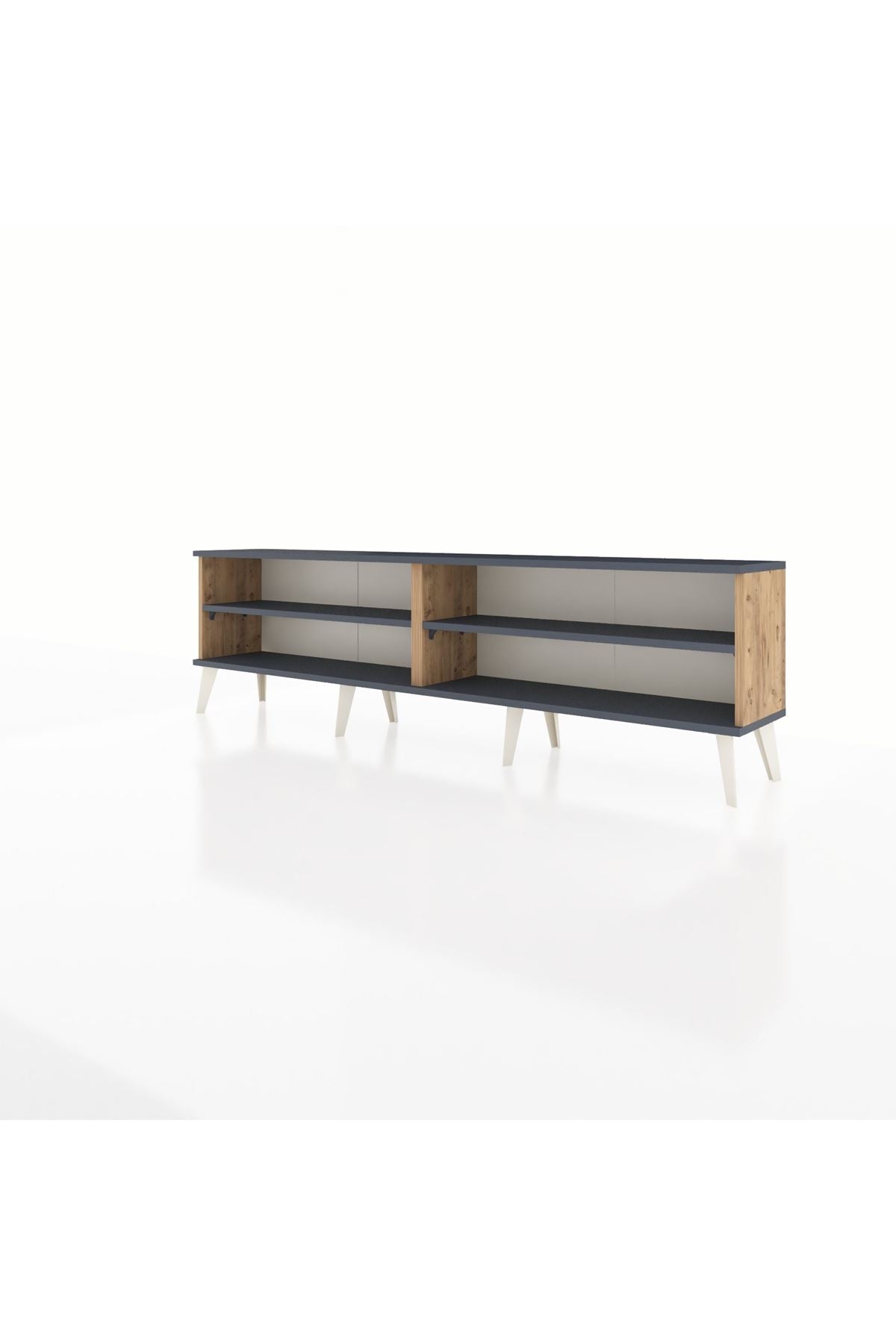 Arges TV Ünitesi 2 Raflı  176x30x51 Çam-Antrasit/Antrasit