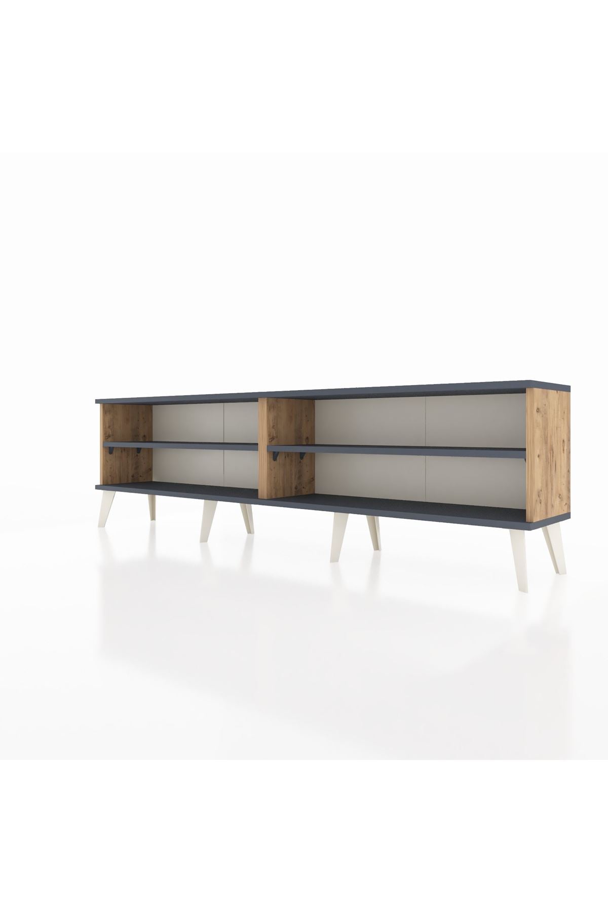 Arges TV Ünitesi 2 Raflı  176x30x51 Çam-Antrasit/Antrasit