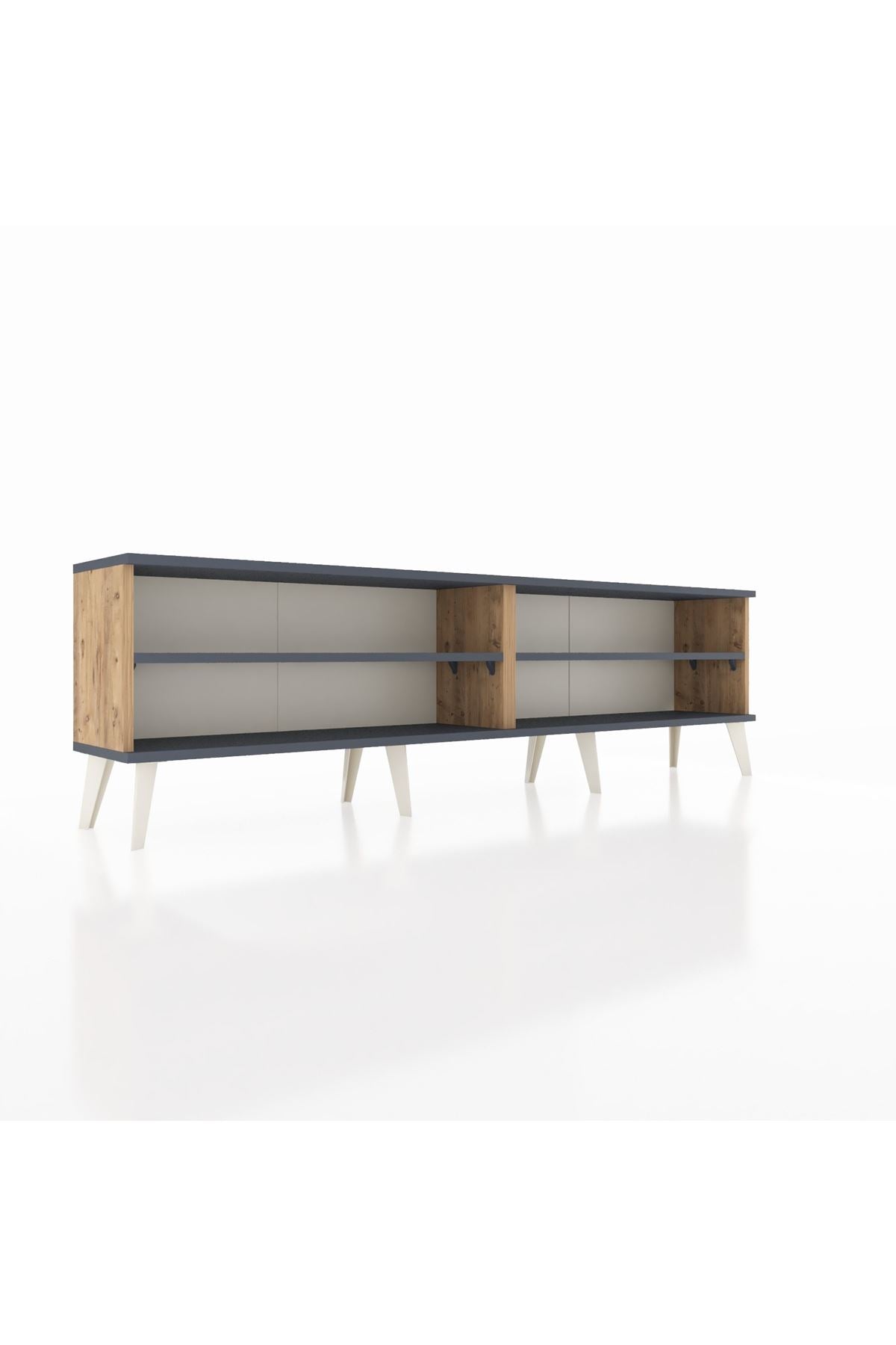 Arges TV Ünitesi 2 Raflı  176x30x51 Çam-Antrasit/Antrasit