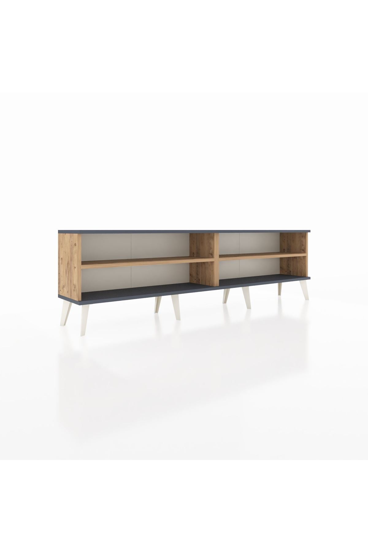 Arges TV Ünitesi 2 Raflı  176x30x51 Çam-Antrasit/Çam