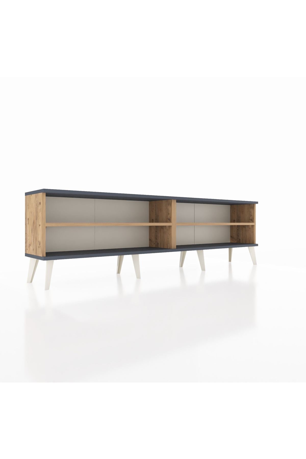 Arges TV Ünitesi 2 Raflı  176x30x51 Çam-Antrasit/Çam