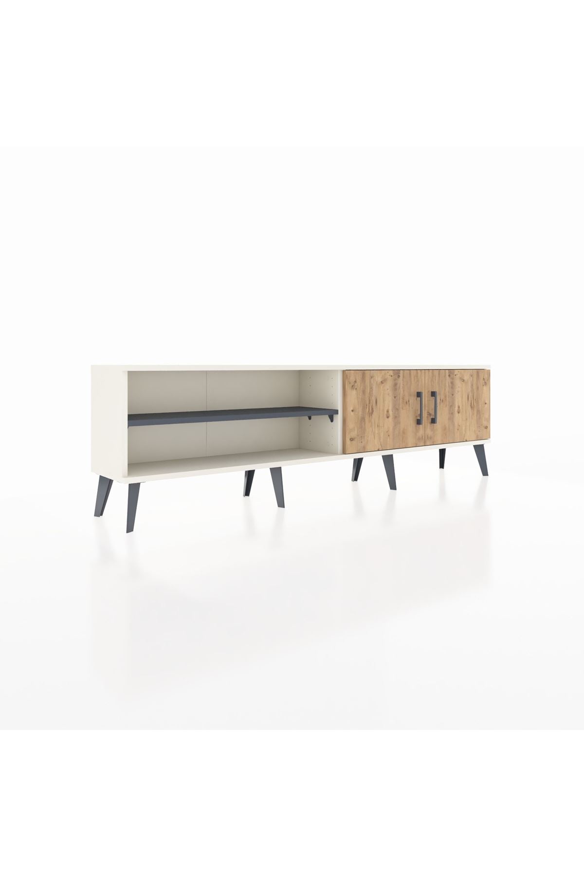 Arges TV Ünitesi 2 Raflı 2 Kapaklı 176x30x51 Aytaşı-Çam/Antrasit