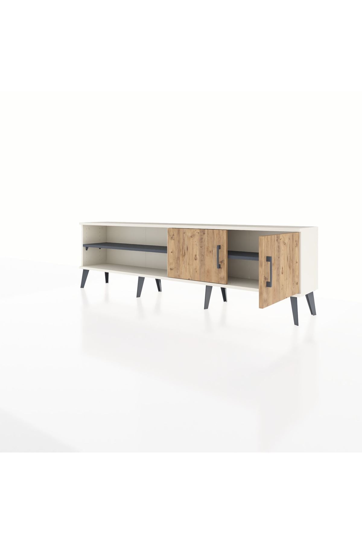 Arges TV Ünitesi 2 Raflı 2 Kapaklı 176x30x51 Aytaşı-Çam/Antrasit