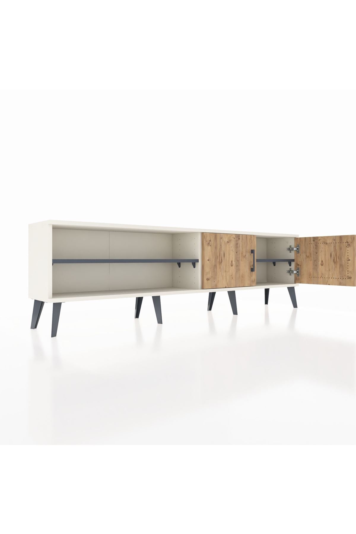 Arges TV Ünitesi 2 Raflı 2 Kapaklı 176x30x51 Aytaşı-Çam/Antrasit