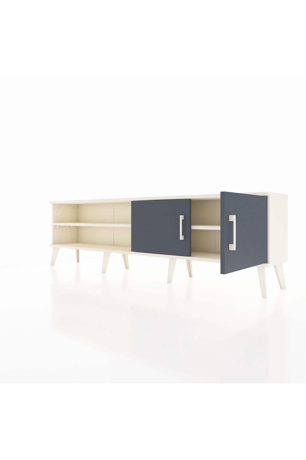 Arges TV Ünitesi 2 Raflı 2 Kapaklı 176x30x51 Aytaşı-Antrasit/Aytaşı