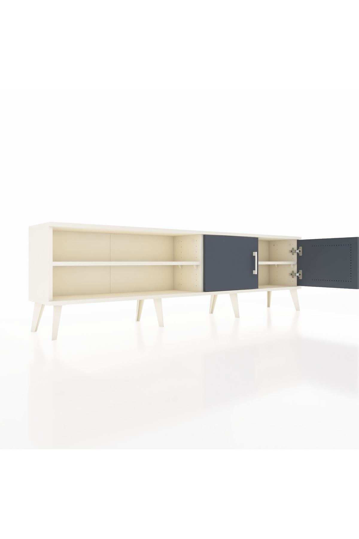 Arges TV Ünitesi 2 Raflı 2 Kapaklı 176x30x51 Aytaşı-Antrasit/Aytaşı