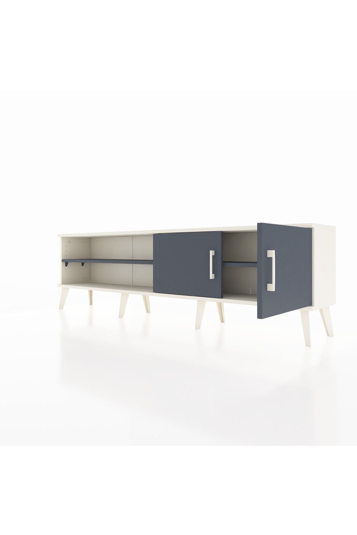 Arges TV Ünitesi 2 Raflı 2 Kapaklı 176x30x51 Aytaşı-Antrasit/Antrasit