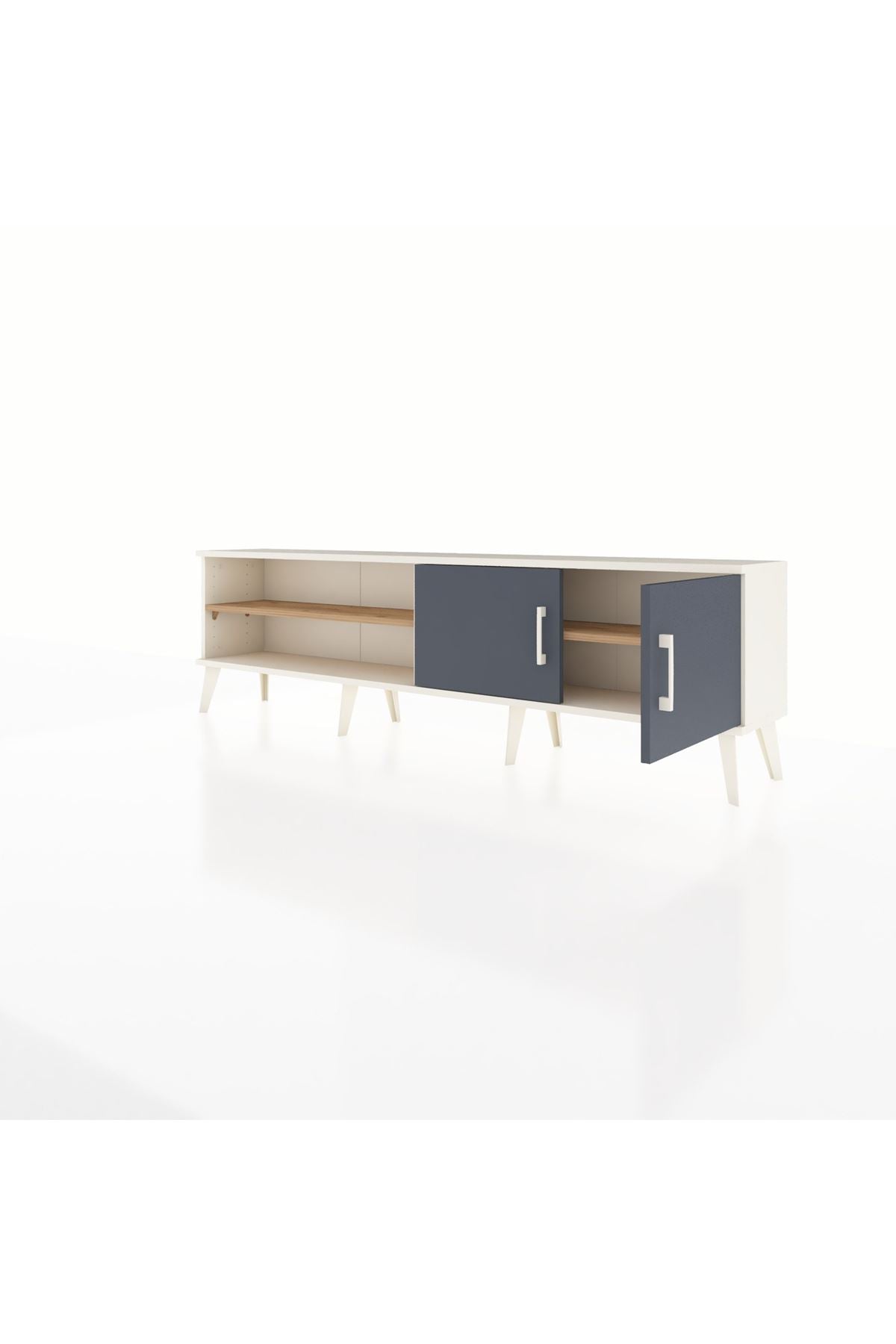 Arges TV Ünitesi 2 Raflı 2 Kapaklı 176x30x51 Aytaşı-Antrasit/Çam