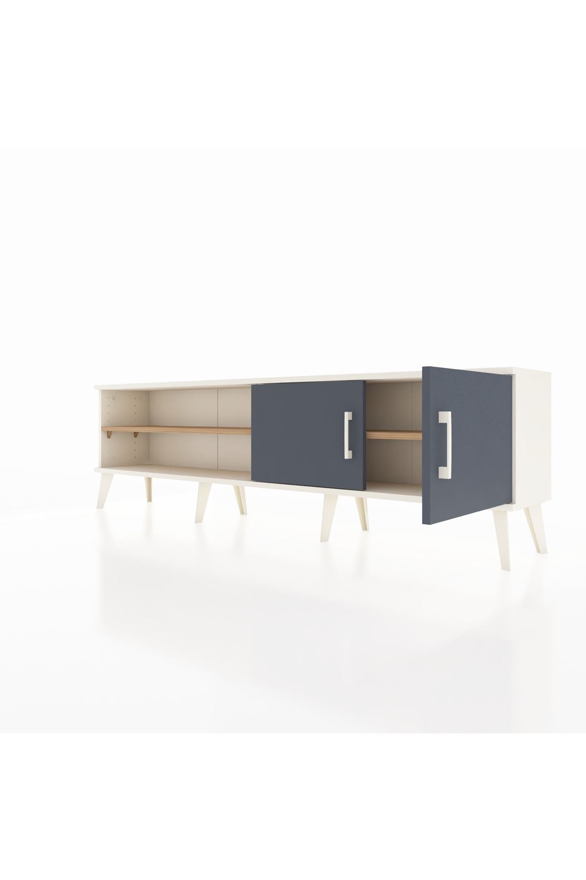 Arges TV Ünitesi 2 Raflı 2 Kapaklı 176x30x51 Aytaşı-Antrasit/Çam