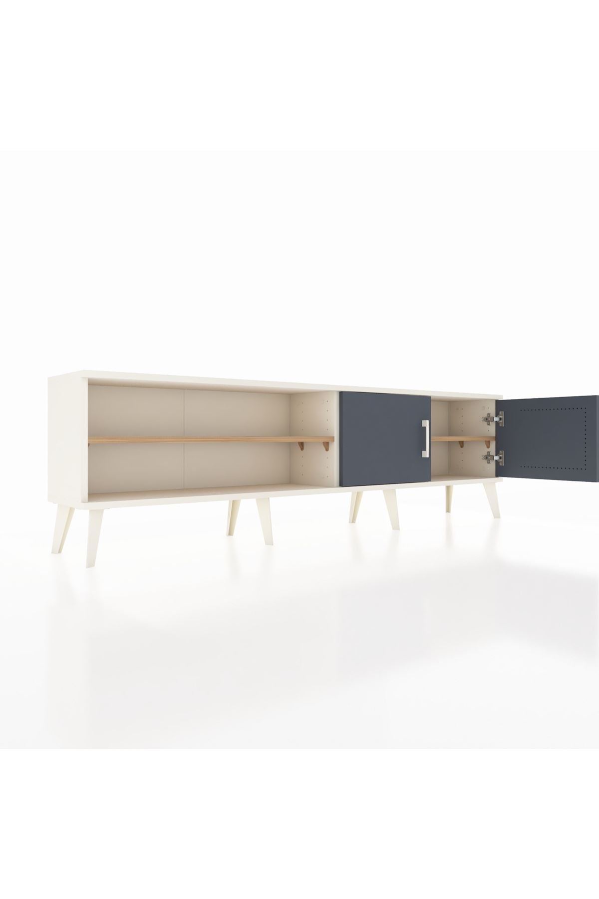 Arges TV Ünitesi 2 Raflı 2 Kapaklı 176x30x51 Aytaşı-Antrasit/Çam