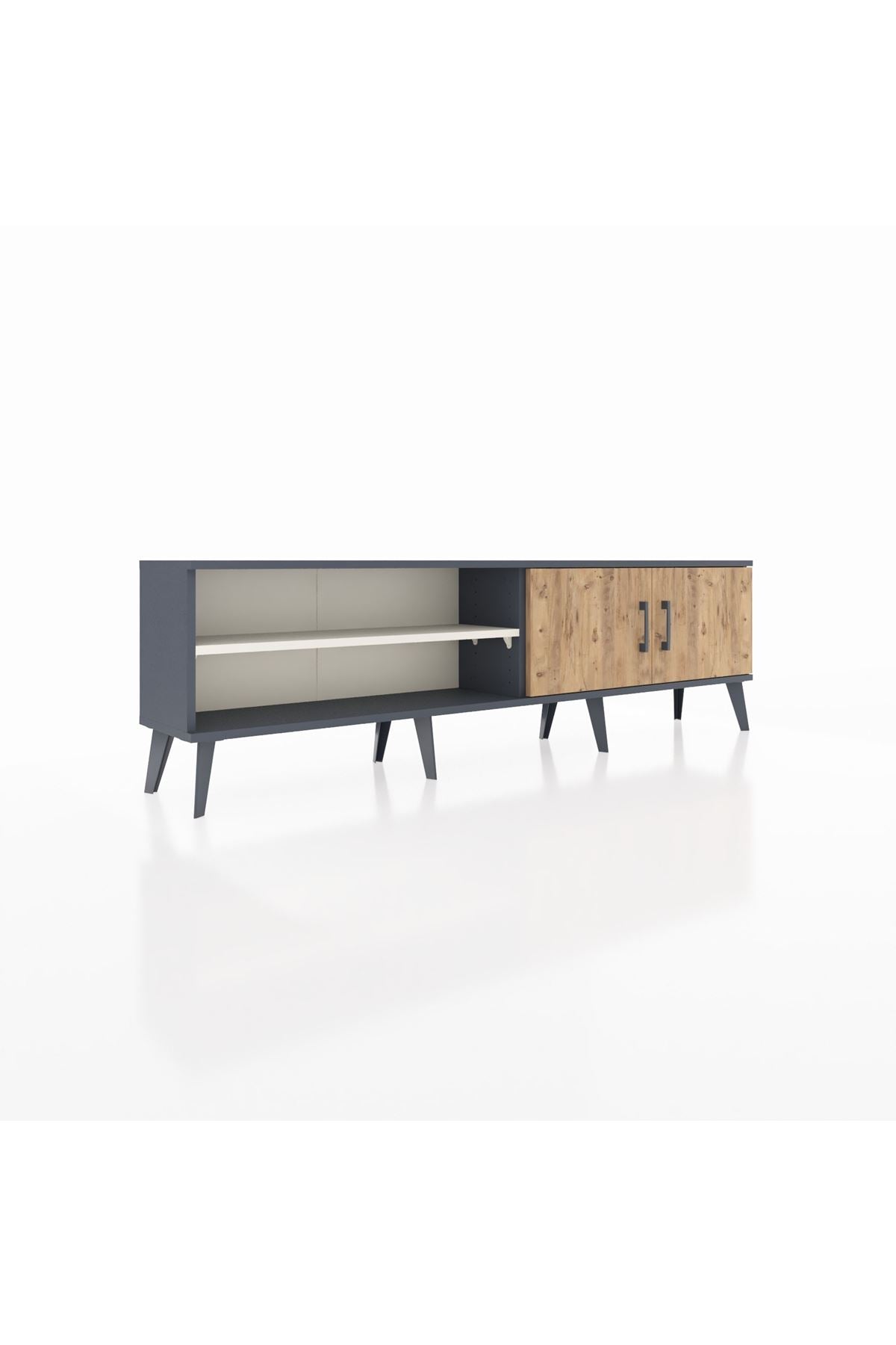 Arges TV Ünitesi 2 Raflı 2 Kapaklı 176x30x51 Antrasit-Çam/Aytaşı