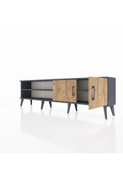 Arges TV Ünitesi 2 Raflı 2 Kapaklı 176x30x51 Antrasit-Çam/Antrasit