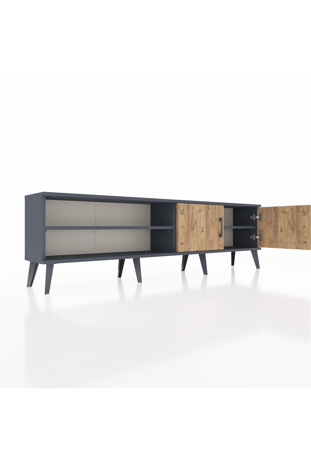 Arges TV Ünitesi 2 Raflı 2 Kapaklı 176x30x51 Antrasit-Çam/Antrasit