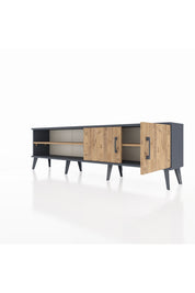 Arges TV Ünitesi 2 Raflı 2 Kapaklı 176x30x51 Antrasit-Çam/Çam