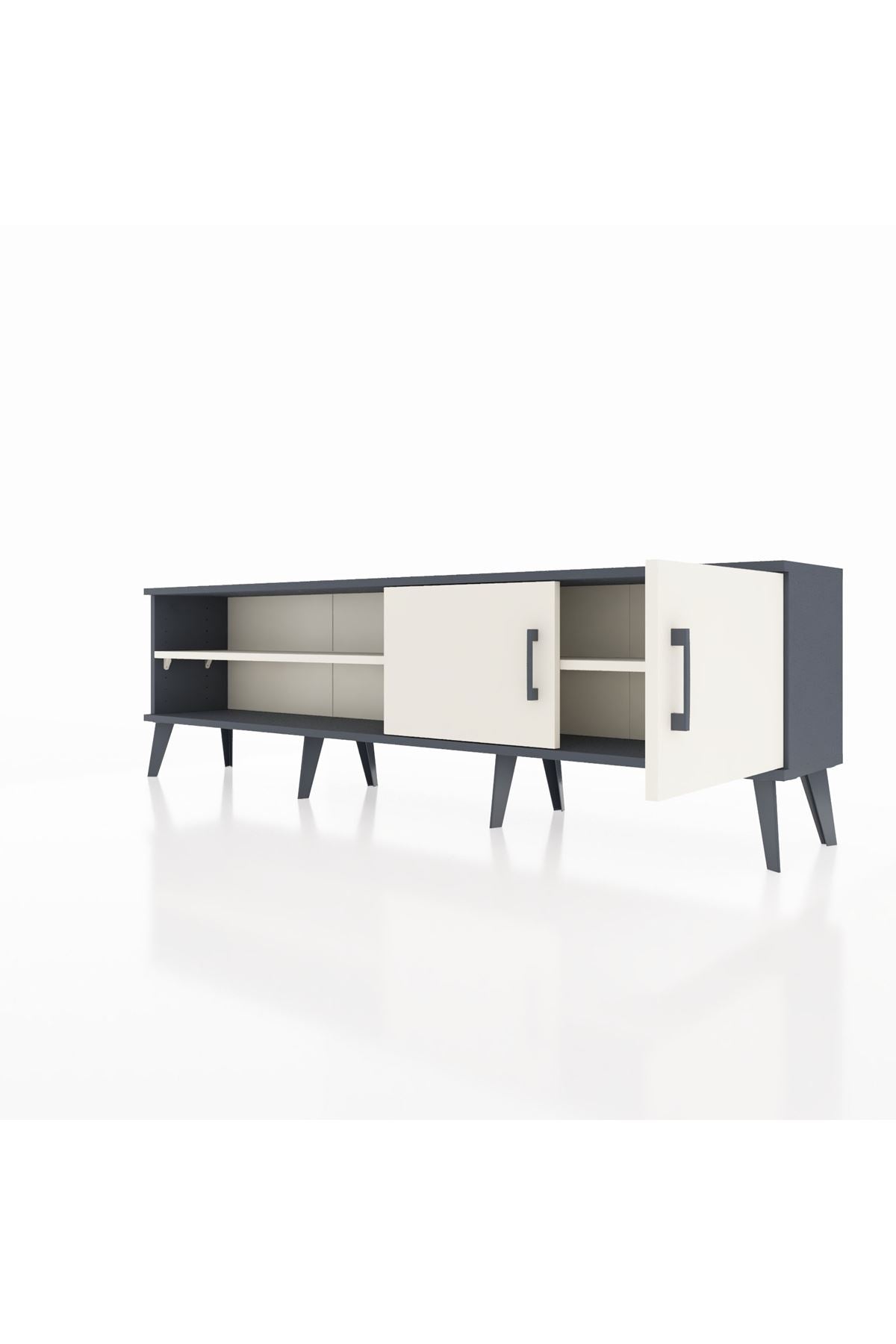 Arges TV Ünitesi 2 Raflı 2 Kapaklı 176x30x51 Antrasit-Aytaşı/Aytaşı