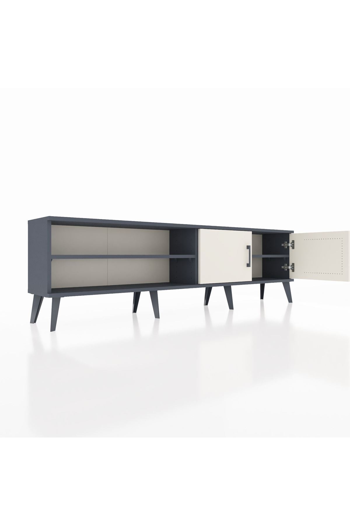 Arges TV Ünitesi 2 Raflı 2 Kapaklı 176x30x51 Antrasit-Aytaşı/Antrasit