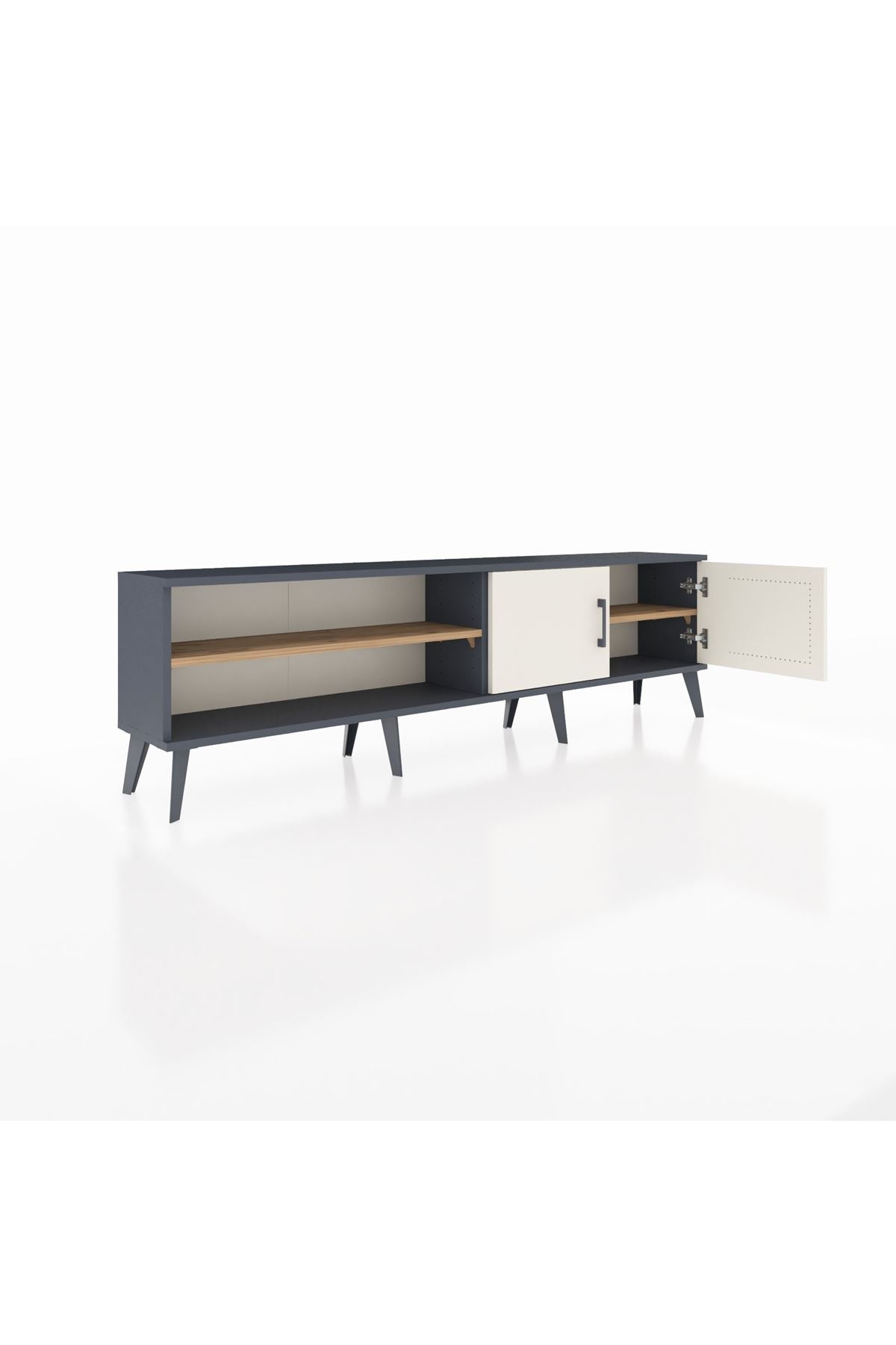 Arges TV Ünitesi 2 Raflı 2 Kapaklı 176x30x51 Antrasit-Aytaşı/Çam