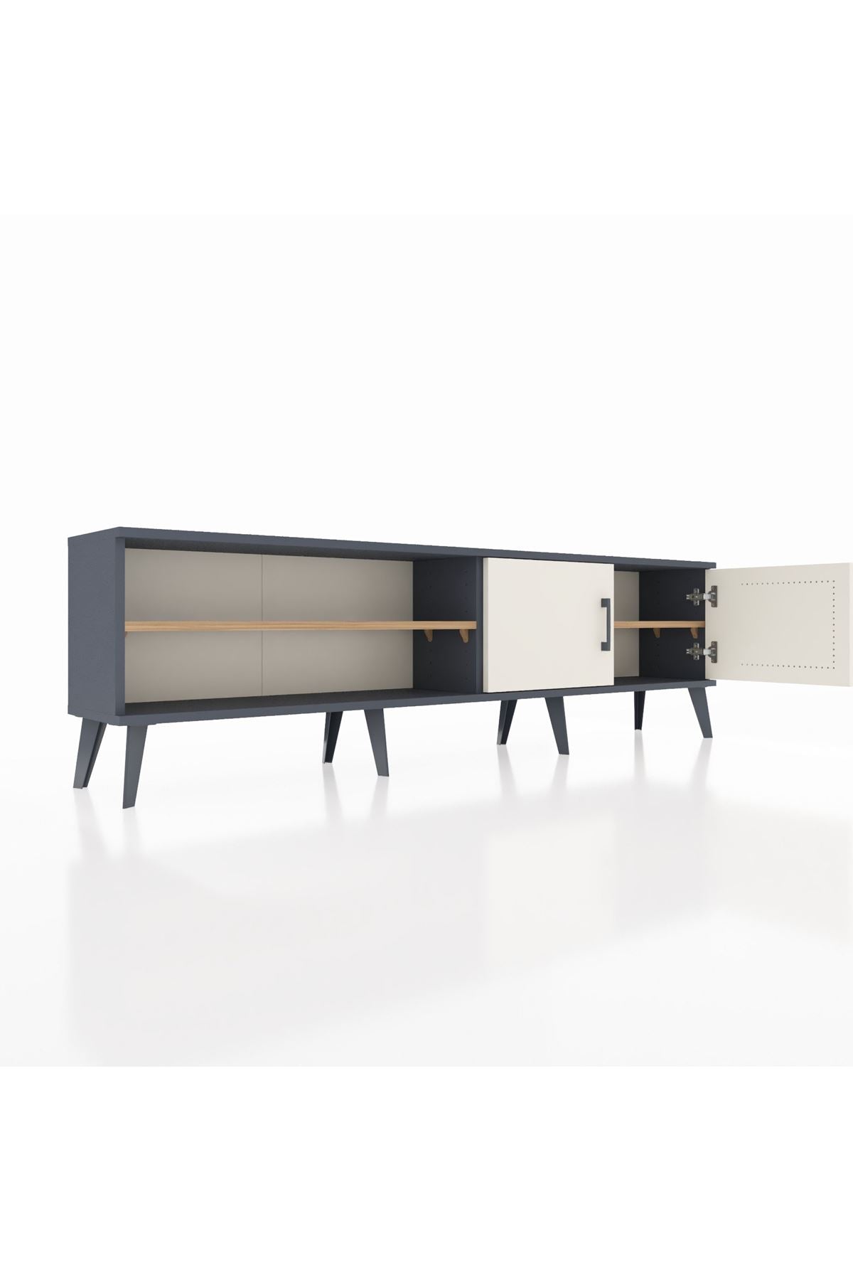 Arges TV Ünitesi 2 Raflı 2 Kapaklı 176x30x51 Antrasit-Aytaşı/Çam