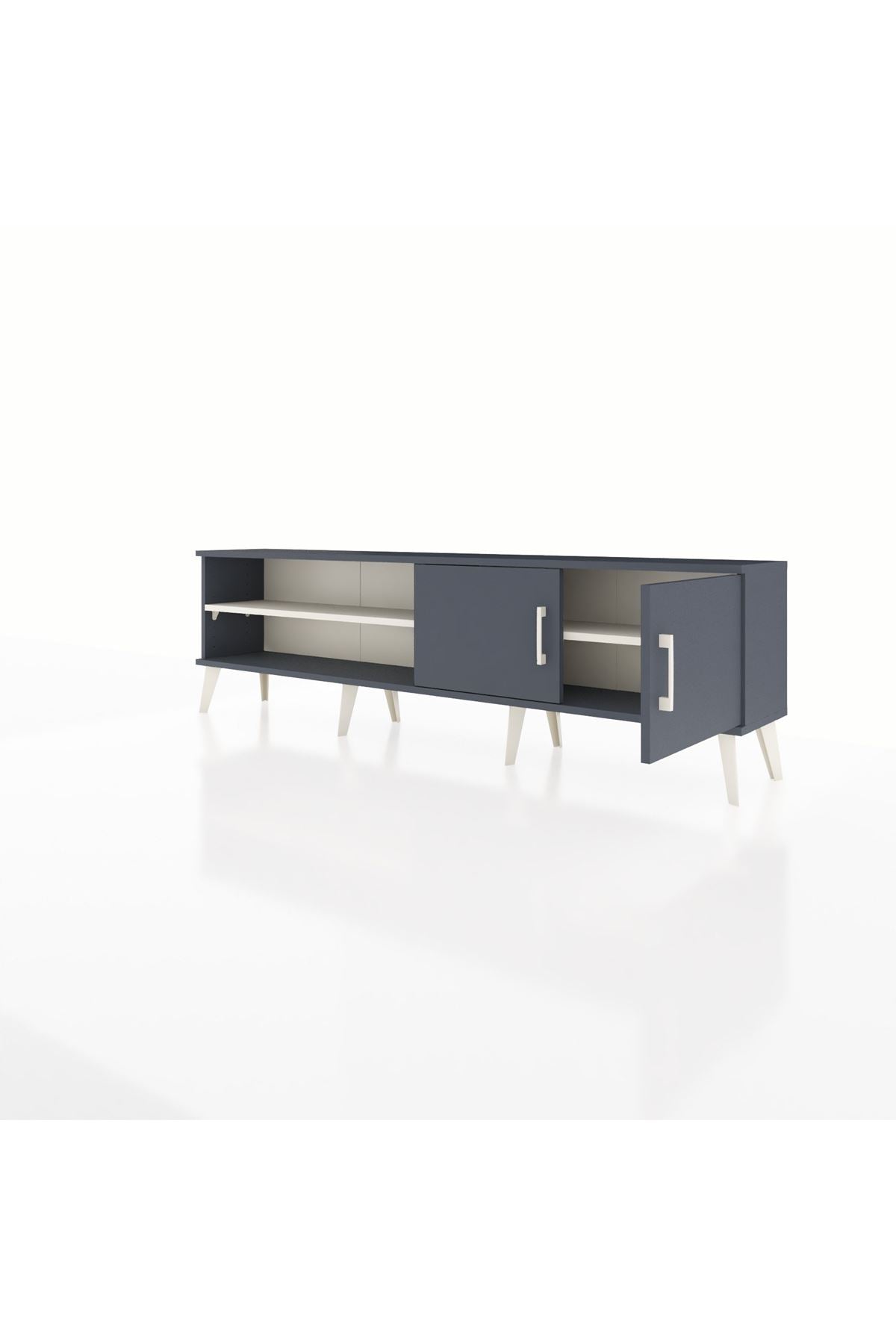 Arges TV Ünitesi 2 Raflı 2 Kapaklı 176x30x51 Antrasit-Antrasit/Aytaşı