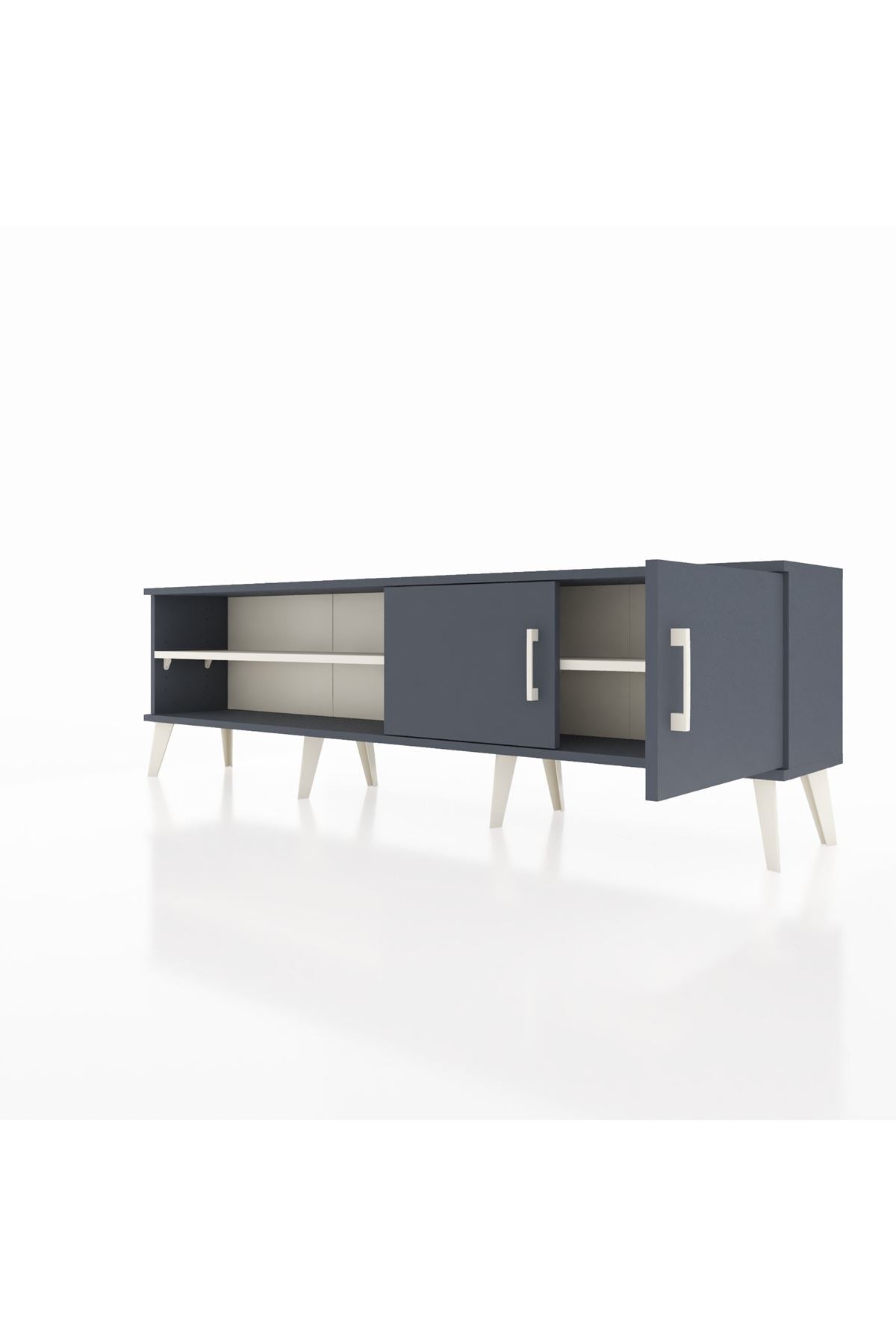 Arges TV Ünitesi 2 Raflı 2 Kapaklı 176x30x51 Antrasit-Antrasit/Aytaşı