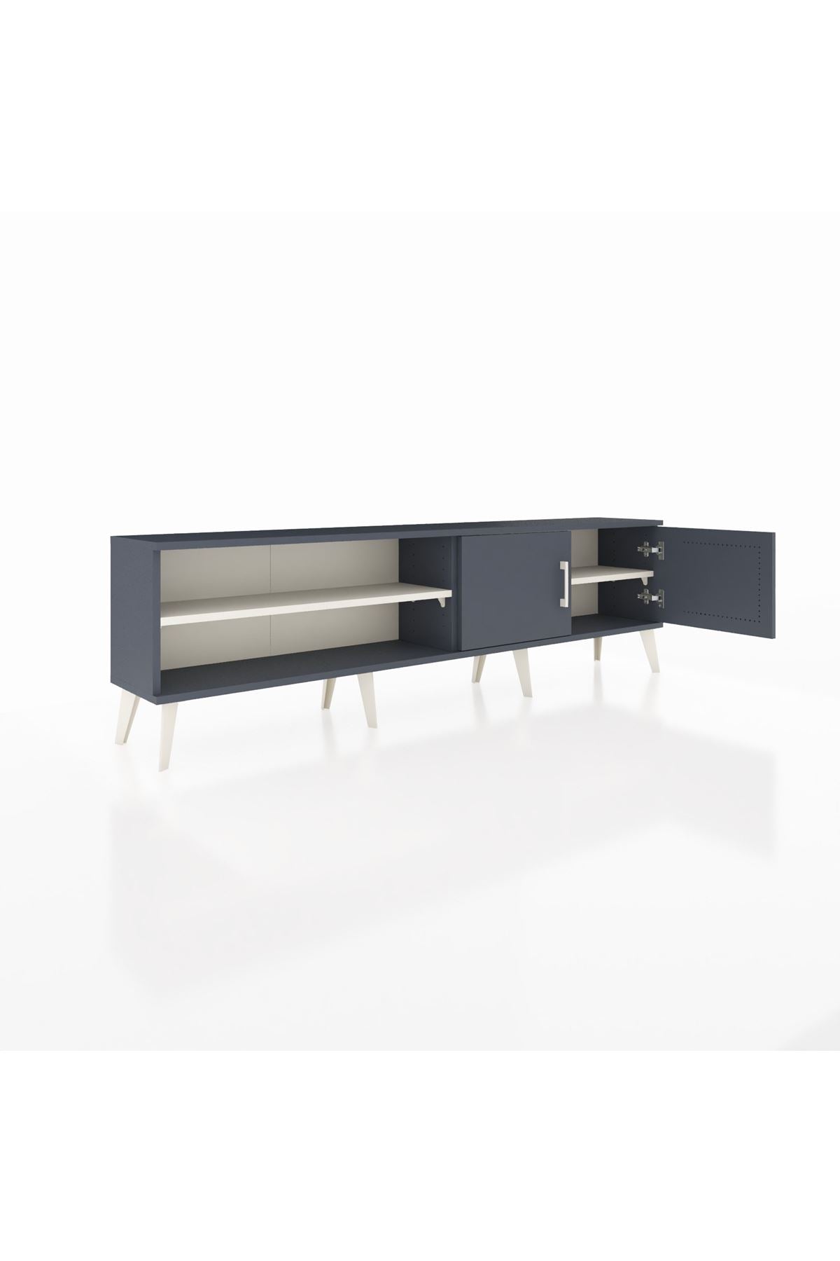 Arges TV Ünitesi 2 Raflı 2 Kapaklı 176x30x51 Antrasit-Antrasit/Aytaşı