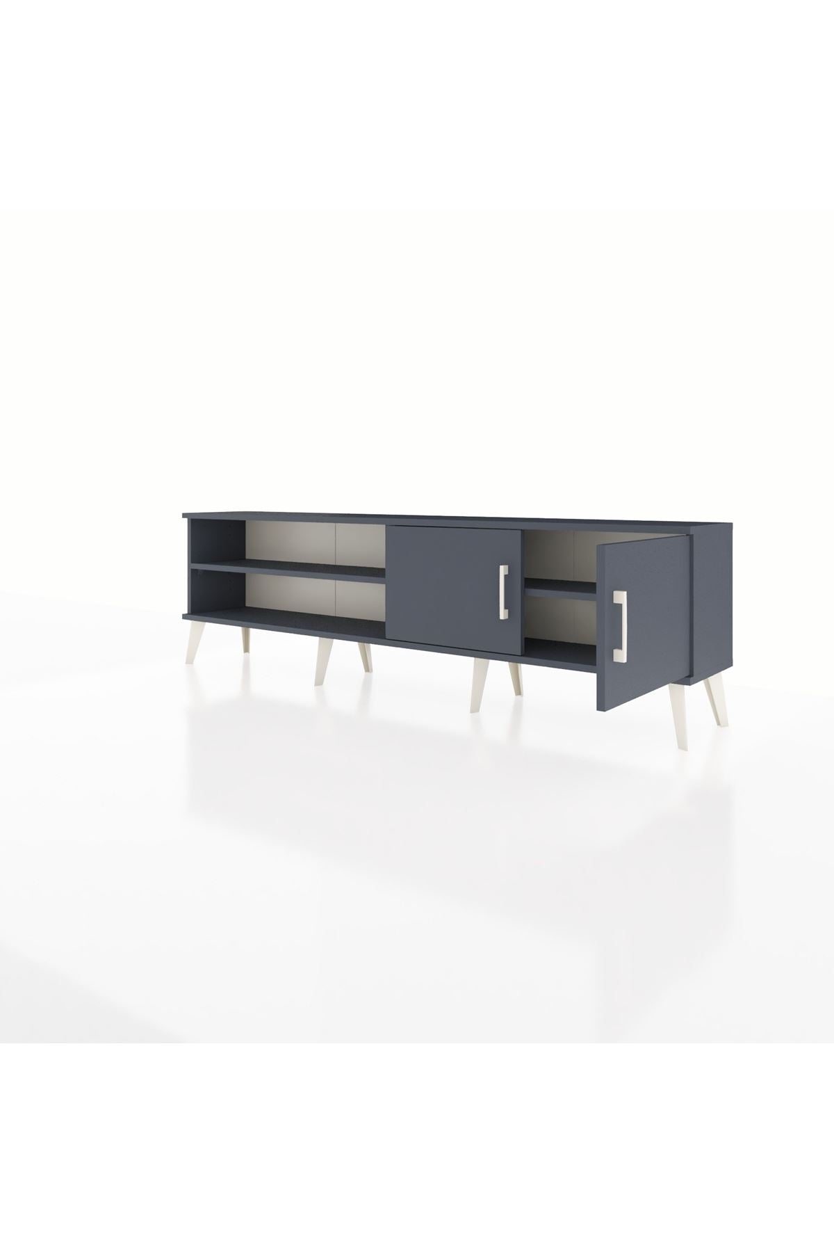 Arges TV Ünitesi 2 Raflı 2 Kapaklı 176x30x51 Antrasit-Antrasit/Antrasit