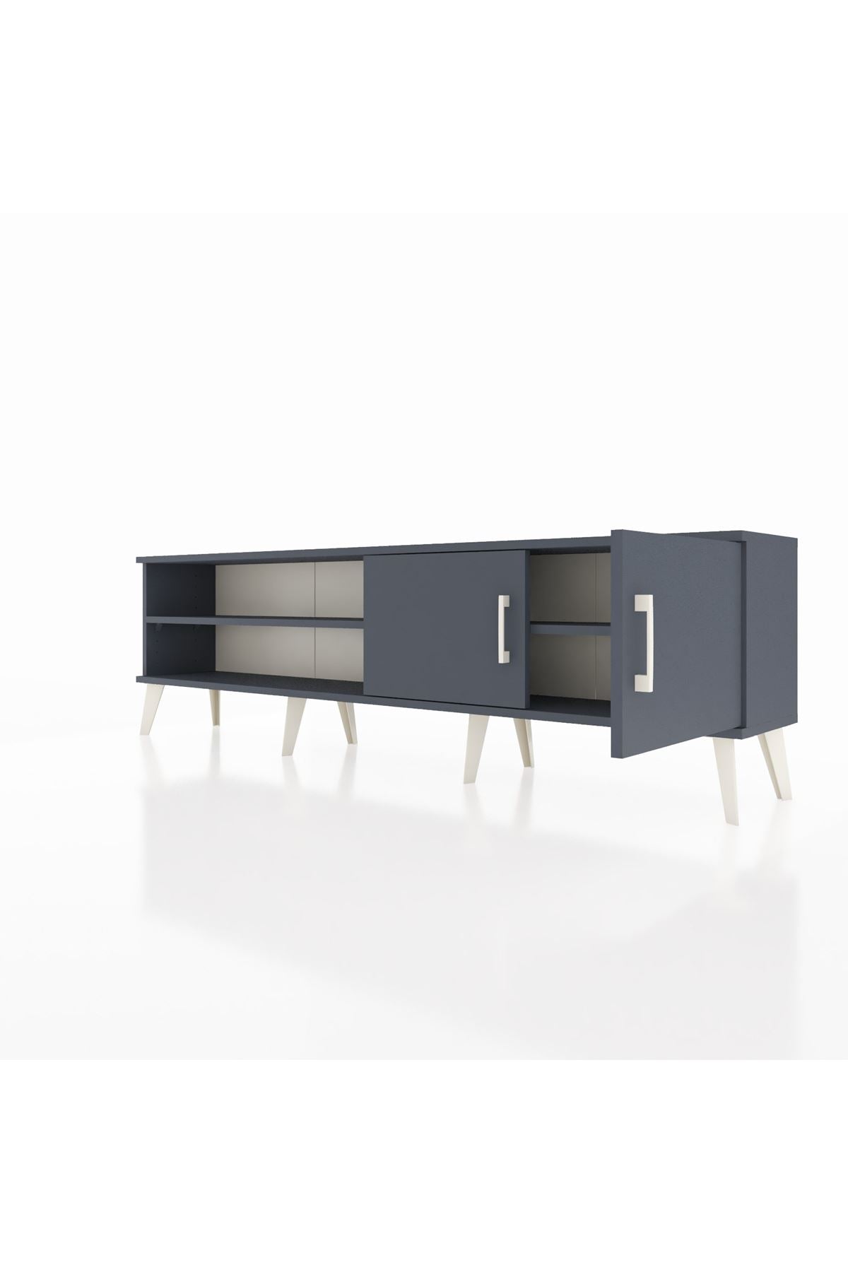 Arges TV Ünitesi 2 Raflı 2 Kapaklı 176x30x51 Antrasit-Antrasit/Antrasit