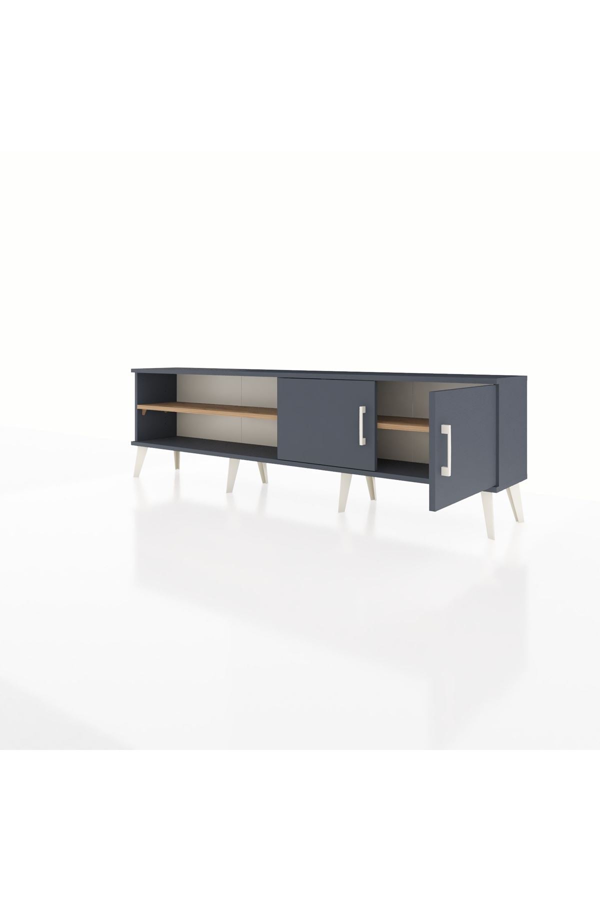 Arges TV Ünitesi 2 Raflı 2 Kapaklı 176x30x51 Antrasit-Antrasit/Çam