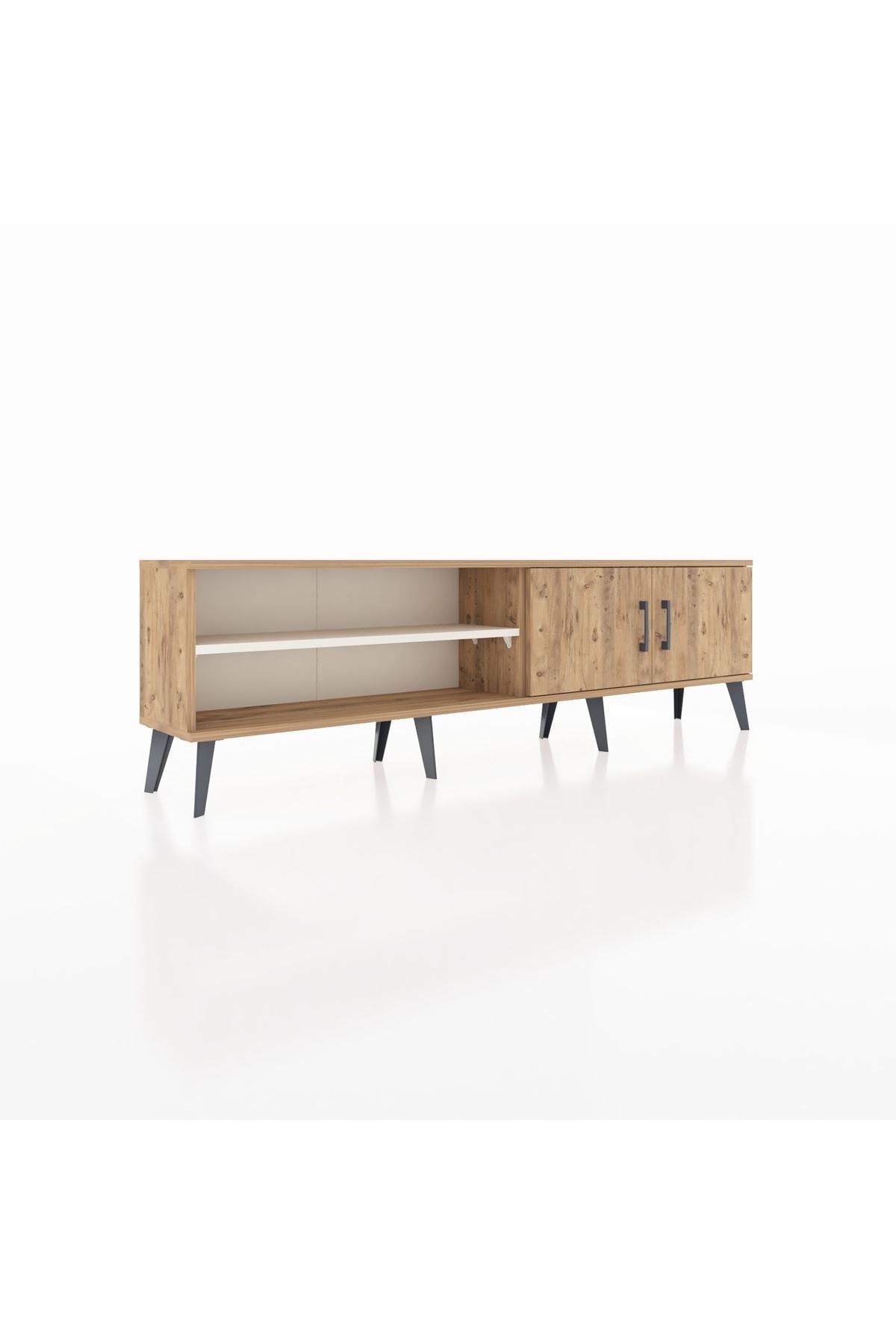 Arges TV Ünitesi 2 Raflı 2 Kapaklı 176x30x51 Çam-Çam/Aytaşı