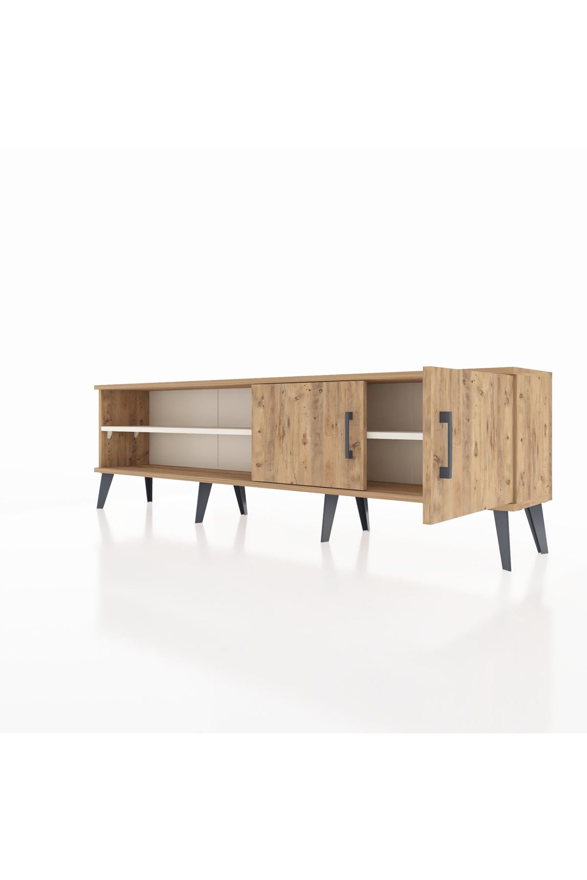 Arges TV Ünitesi 2 Raflı 2 Kapaklı 176x30x51 Çam-Çam/Aytaşı