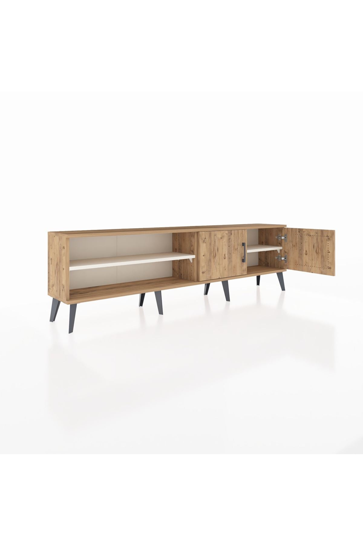 Arges TV Ünitesi 2 Raflı 2 Kapaklı 176x30x51 Çam-Çam/Aytaşı