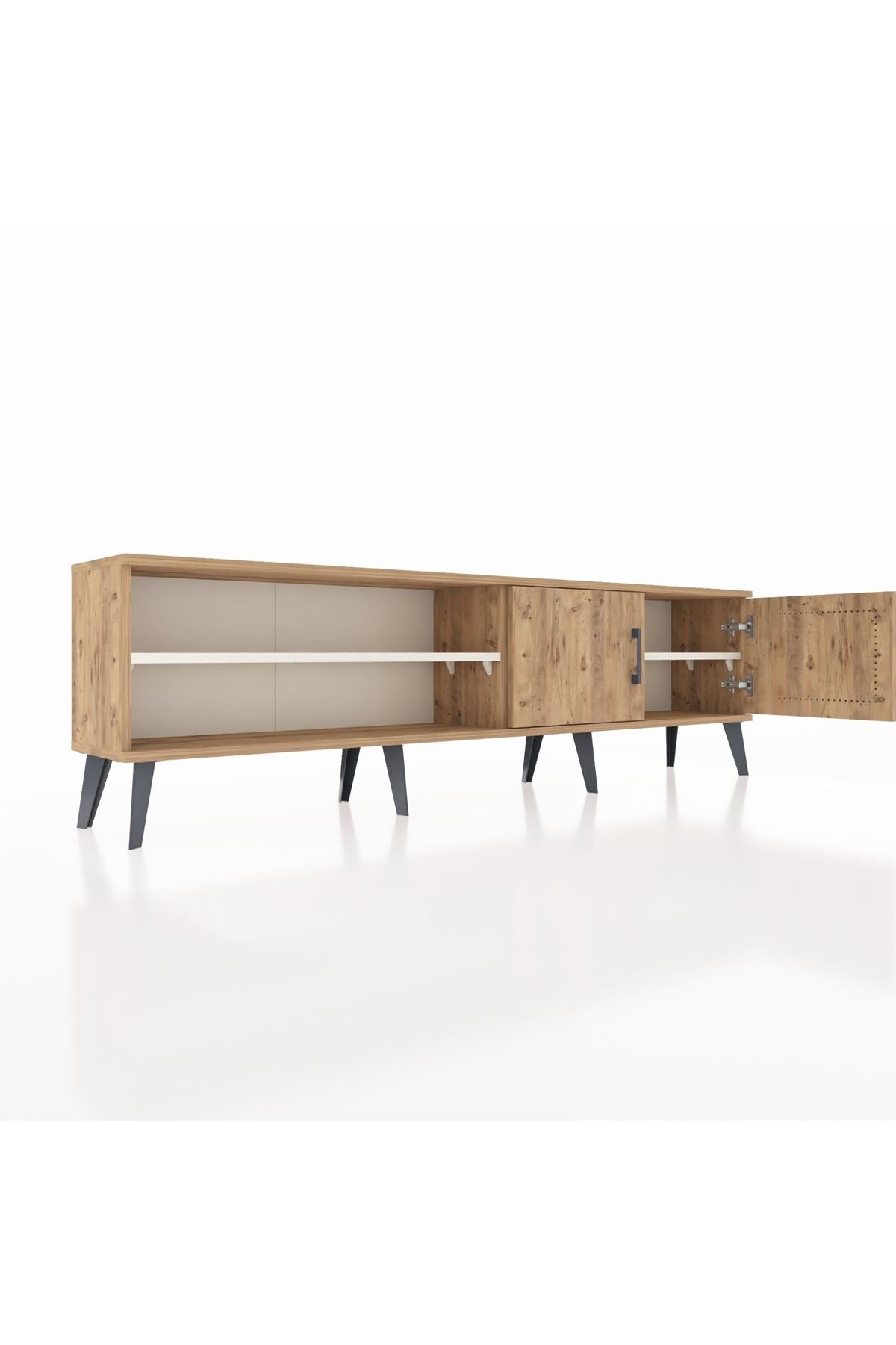 Arges TV Ünitesi 2 Raflı 2 Kapaklı 176x30x51 Çam-Çam/Aytaşı