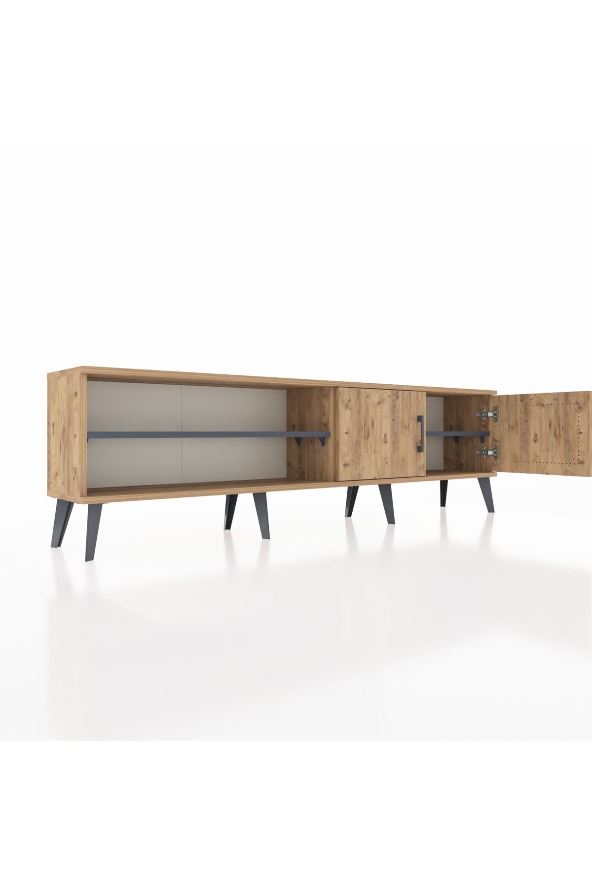 Arges TV Ünitesi 2 Raflı 2 Kapaklı 176x30x51 Çam-Çam/Antrasit