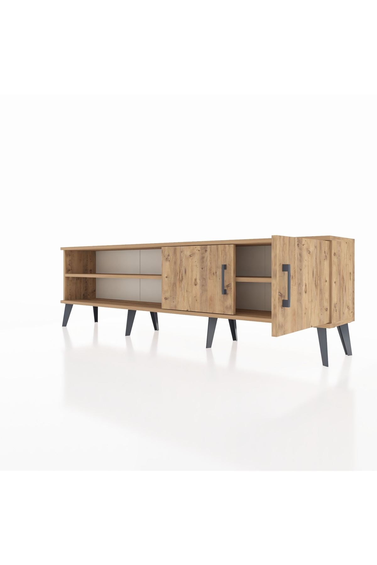 Arges TV Ünitesi 2 Raflı 2 Kapaklı 176x30x51 Çam-Çam/Çam