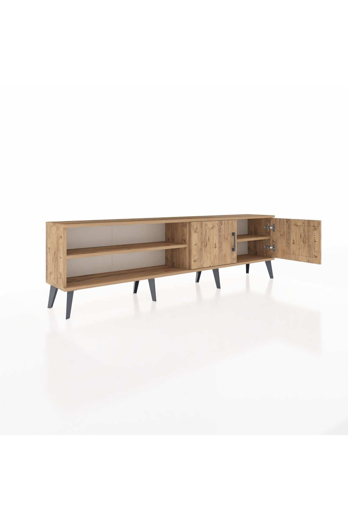 Arges TV Ünitesi 2 Raflı 2 Kapaklı 176x30x51 Çam-Çam/Çam