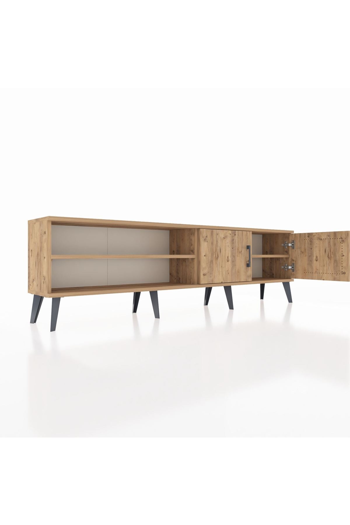 Arges TV Ünitesi 2 Raflı 2 Kapaklı 176x30x51 Çam-Çam/Çam